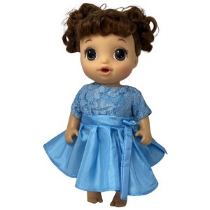 Doll Clothes Superstore Blue Party Dress Fits 14 Inch Baby Alive And Little Baby Dolls - 1 of 4
