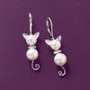 Ross-Simons 7.5-9mm Cultured Pearl and Diamond-Accented Cat Drop Earrings in Sterling Silver - 3 of 4