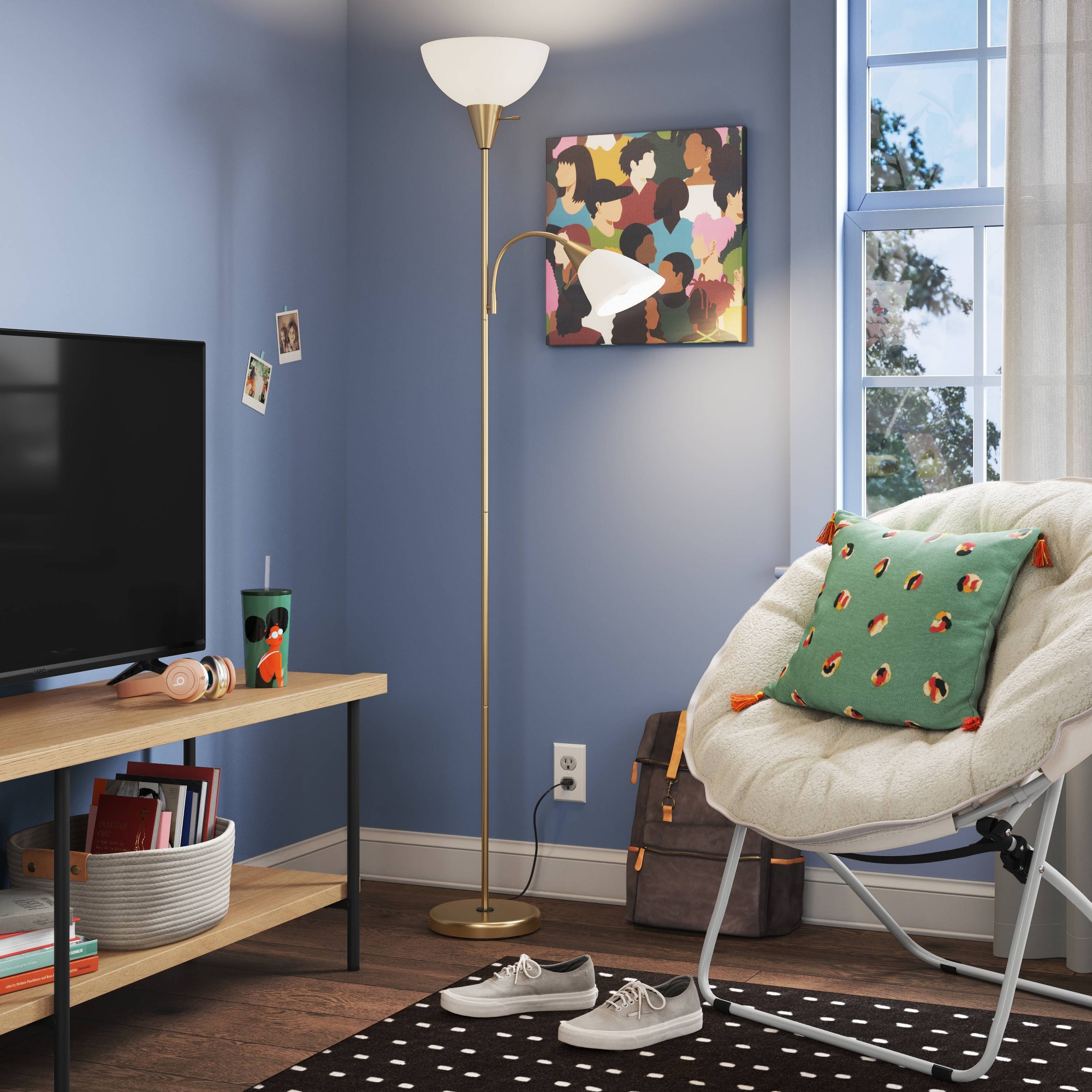 Torchiere with Task Light Floor Lamp Gold - Room Essentials™