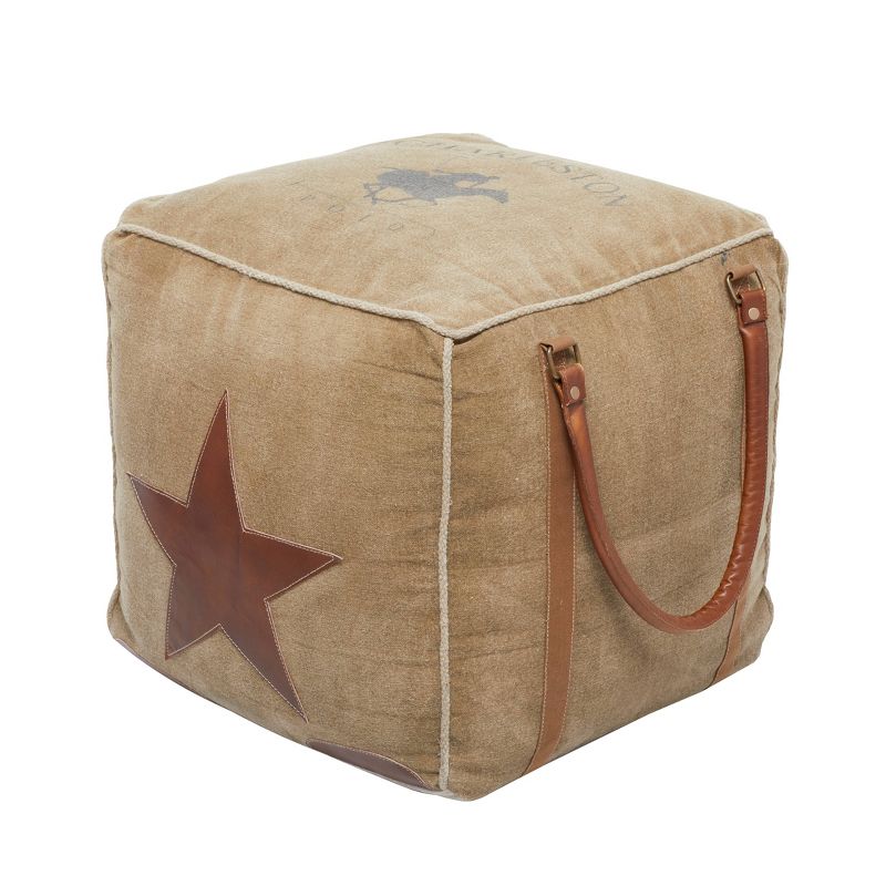 Rustic Leather and Canvas Foot Stool Ottoman - Olivia & May, 1 of 10