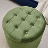 CAVINAS Round Storage Ottoman with Reversible Tray Top, Multi-Functional Round Linen Button Ottoman, Ottoman with Storage Space - 4 of 4
