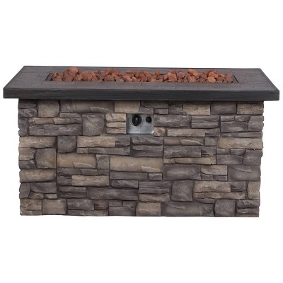 48 Sevilla Outdoor Propane Gas Fire, Tabletop Lp Gas Fire Pit With Electronic Ignition And Lava Rocks