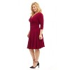 Rekucci Curvy Fit Plus Size Women's 3/4 Sleeve Tummy Control Dress – Flattering Surplice Neckline & Ruched Waist - 2 of 4
