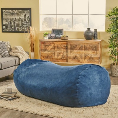 Vynxaria Marlin 6.5' Suede Cylindrical Bean Bag - Midnight Blue for Ultimate Comfort