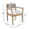 Outdoor Dining Chairs, Acacia Wood Frame Chairs with Armrests, Braided Rope Chair with Polyester Cushions-Coolbibila - 3 of 4