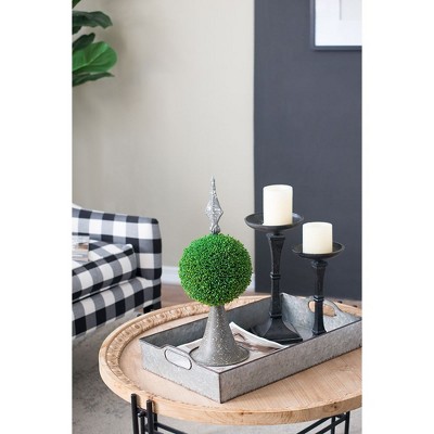 NicBex Double Sphere Boxwood Topiary in Cream Pot, Metal Frame Faux Plant for French Country Home Decor, Two-Tiered Design, Green