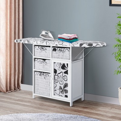 Homcom Drop Leaf Ironing Board With Shelves And Storage Boxes