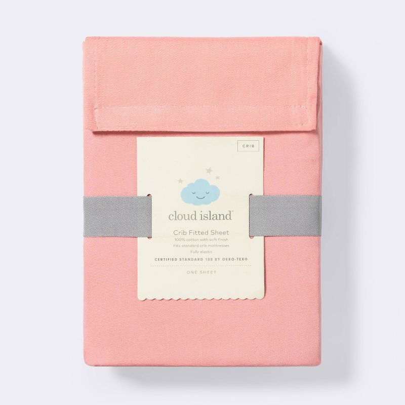 Crib Fitted Sheet Solid - Cloud Island&#8482; - Coral, 5 of 6