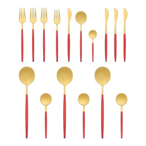 REGALWOVEN 16 Pcs 1 Set Stainless Steel Mirror Polished Durable Corrosion Resistant Serving Sets - 1 of 4