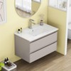 KTMBDW Floating Bathroom Vanity 32 Inch Wall Mounted Bathroom Vanity with Ceramic Basin Sink Bathroom Cabinet with 2 Drawers for Bathroom - 3 of 4