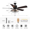 Ludomide Industrial Caged Ceiling Fan Light, 52" Vintage Fandelier with Remote, Black Retro Design, 5 Reversible Wood Blades for Living Room, Bedroom - 3 of 4