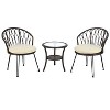 Sapphtopaz Patio Furniture Set Bistro Patio Chairs Rattan Lounge Chairs with Cushions and Glass Table Patio Chairs for Garden, Terrace - 2 of 4