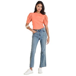 VENUS Womens Eyelet Puff Sleeve Top - 1 of 4