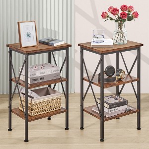 VECELO Modern X-Design Nightstand, End/Side Table with 3 Storage Shelves for Bedroom or Living Room - 1 of 4