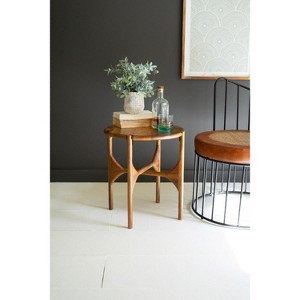 Round Mango Wood Accent Table – 20" Tall Natural Side Table by Kalalou - 1 of 3