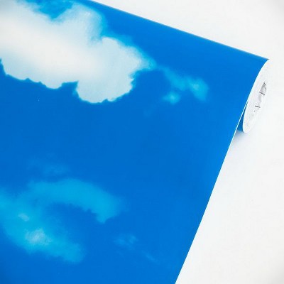 Blue Blue Sky Peel and Stick Wallpaper – 17.7” x 394” Waterproof Vinyl Wall Decor Roll – Wall Stickers for Living Room, Bedroom, Ceiling