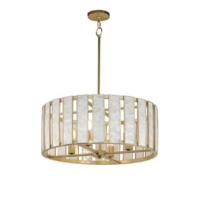 Maxim Lighting Miramar 4 - Light Pendant in  Capiz/Natural Aged Brass