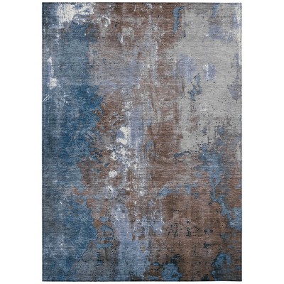 HomeRoots 10' X 14' Coffee And Blue Abstract Washable Indoor Outdoor Area Rug