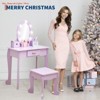 for Age 4-9 Girls' Vanity Table and Chair Set, Kids Makeup Dressing Table w/ Lights & Wood Makeup Playset, Kids Vanity Set w/ Mirror & Drawer - 4 of 4