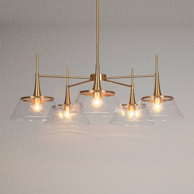 Gold and Clear Glass 5-Light Modern Chandelier