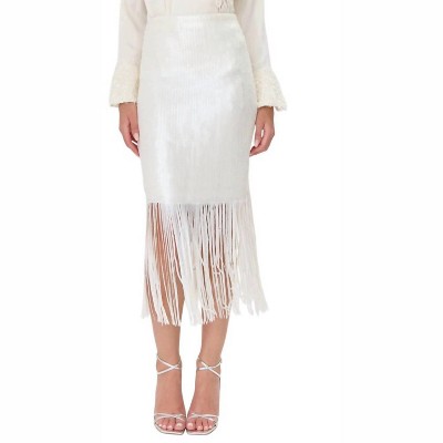 Women's Milana Sequins Fringe Midi Skirt - adelyn rae