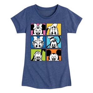 Girls' - Disney - Mickey Friends Grid Fitted Short Sleeve Graphic T-Shirt - 1 of 4