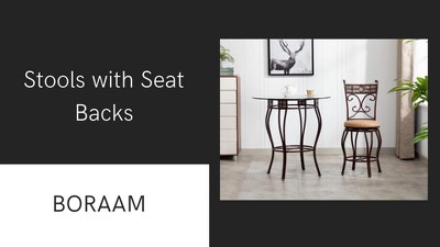 Dark Cherry Swivel Bar Stool with Black Faux Leather Seat
