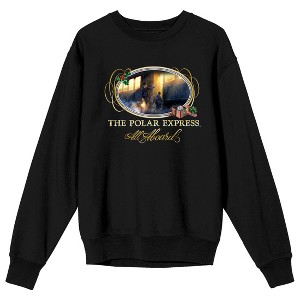 Polar Express All Aboard Crew Neck Long Sleeve Women's Black Sweatshirt - 1 of 3