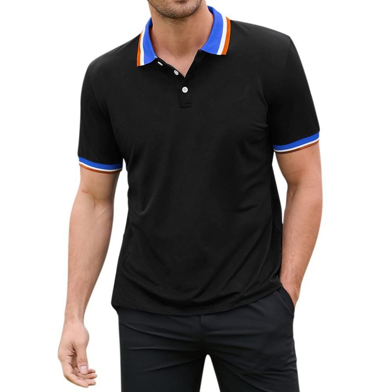 Men's Long Sleeve Polo Shirts Regular Fit Collared T-Shirt Casual Workout Golf Shirts, 2 of 8