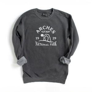 Simply Sage Market Women's  Garment Dyed Graphic Sweatshirt Embroidered Utah Arches - 1 of 3