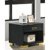 Vynxaria Contemporary Square End Table, Black Finish with Gold Accents, 1 Drawer & Open Shelf - 2 of 4