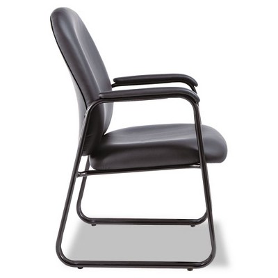 Genaro High-Back Black Leather Guest Chair with Metal Frame