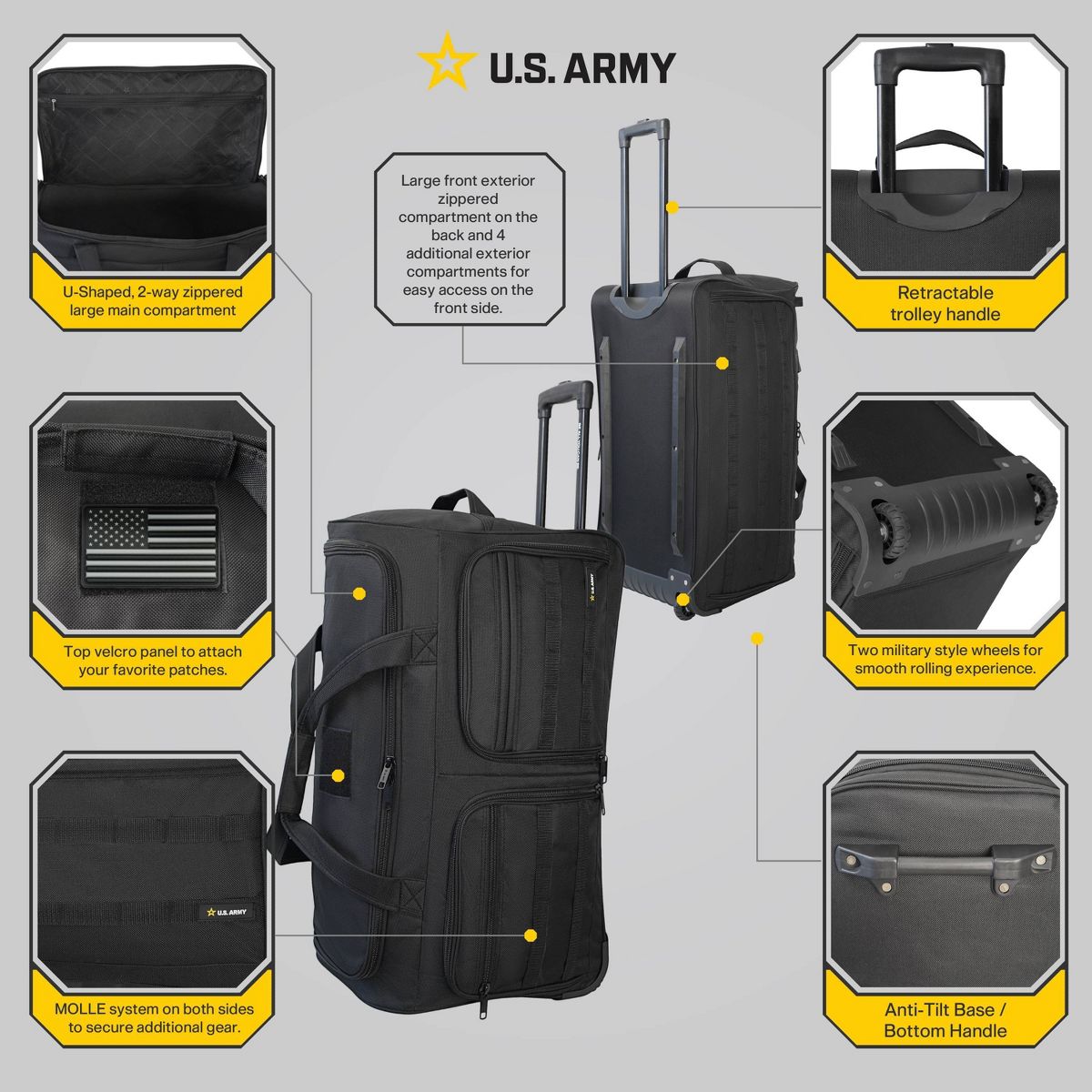 U.S. Army Carry On ROMEO 28" Lightweight Tactical Rolling Duffel Bag - thumbnail 3