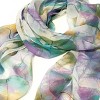 Wrapables Lightweight Sheer Silky Feeling Georgette Scarf, Sky Blue Leaves - 4 of 4