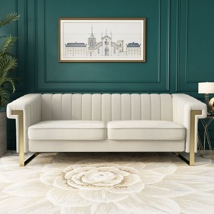 CAVINAS Couches for Living Room 83" Sofa Upholstered 3-Seat Couch Soft Sponges Comfy Sofa with Gold Accents - 1 of 4