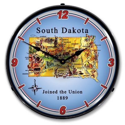 Collectable Sign & Clock | State of South Dakota LED Wall Clock Retro/Vintage, Lighted
