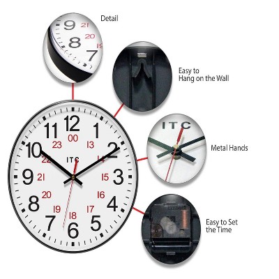 12-Inch Black and White Resin Round Wall Clock
