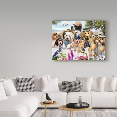 Best Pals Dogs Canvas Art with White Wooden Fence