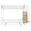 Twin Over Full Metal Bunk Bed with Trundle and Lateral Storage Ladder and Wardrobe, Black - 3 of 4