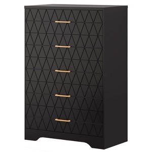 GustoWave Wood Triangle Pattern Dressers with 5 Drawers, Modern Bedroom Chest of Drawers with Gold Handles, Wooden Tall Nightstand - 1 of 4