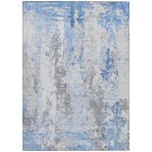 HomeRoots 9' X 12' Sky Blue And Ivory Abstract Washable Indoor Outdoor Area Rug - 1 of 4