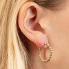 14k Yellow Gold 3mm Bead Hoop Earrings - 2 of 4