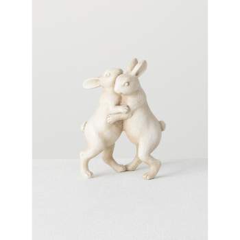 Sullivans Dancing Polyresin Bunnies Figurine 7.25"H Off-White