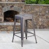 Emma and Oliver 24"H Backless Clear Coated Metal Indoor Barstool with Square Seat - 2 of 4