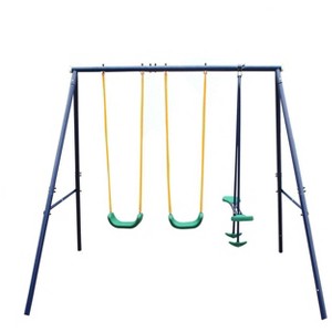 Dexmalle Metal Swing Set Outdoor with Glider for Kids - 1 of 4