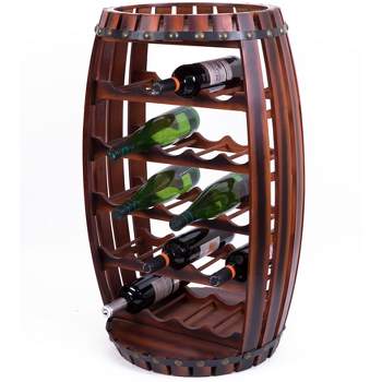 Vintiquewise Rustic Barrel Shaped Wooden Wine Rack for 23 Bottles