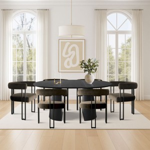 7 Piece Dining Set for 7,Extendable Wood Dining Table with 6 Upholstered Velvet Dining Chairs with Arm for Dining Room,Kitchen-Maison Boucle - 1 of 4