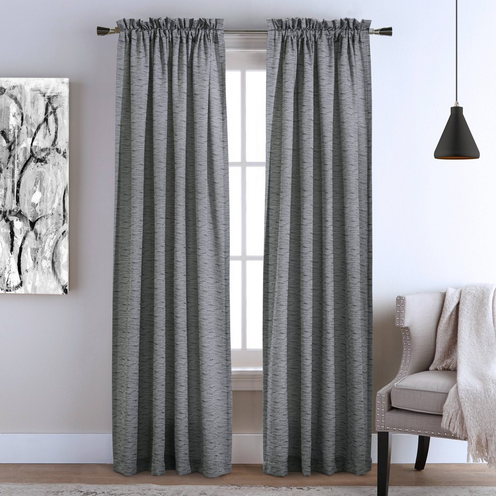 Habitatset Of 2 84x54 Bellevue Woven Jacquard Light Filtering Window Curtain Panels Black Habitat Dailymail