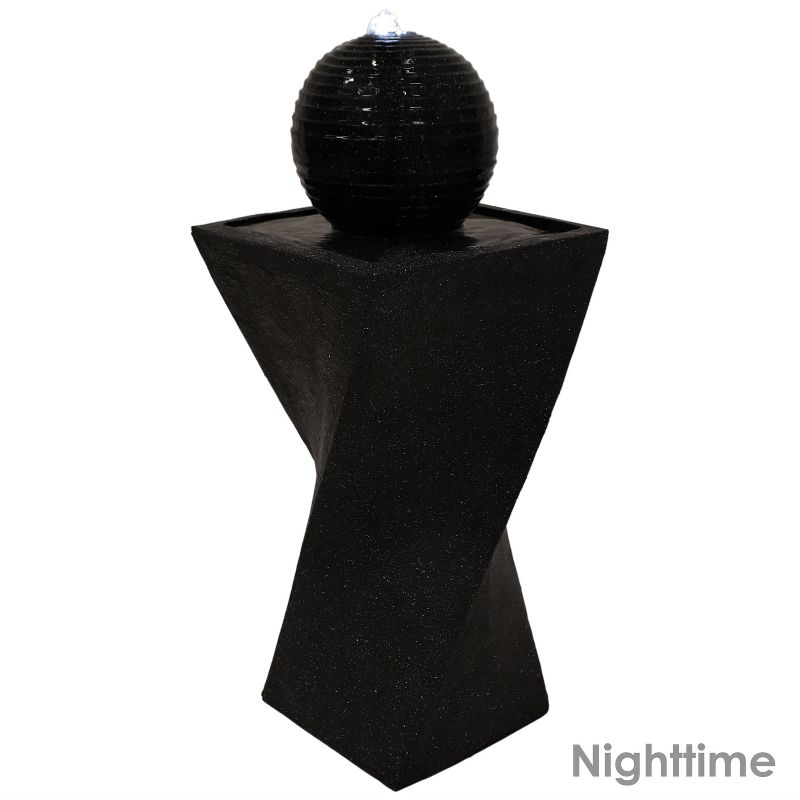 Sunnydaze Outdoor Black Ball Solar Powered Water Fountain with Backup Battery and LED Light - 32" - Black, 6 of 16