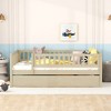 Twin/Full Size Wood Daybed with Trundle and Fence Guardrails - ModernLuxe - 2 of 4